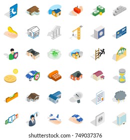 House icons set. Isometric style of 36 house vector icons for web isolated on white background