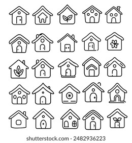 House icons set, Minimalist Home Icon Vectors, Simple and Elegant Designs for Modern Living