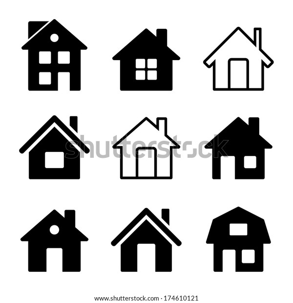 House Icons Set On White Stock Vector (Royalty Free) 174610121