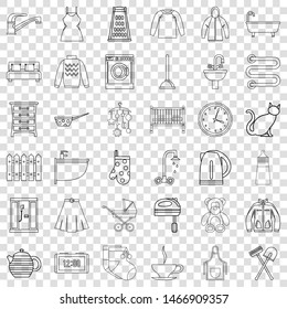House icons set. Outline style of 36 house vector icons for web for any design