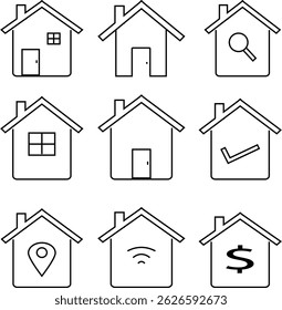 House Icons Set for Real Estate and Home Services