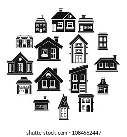 House icons set in simple style. Real estate set collection vector illustration