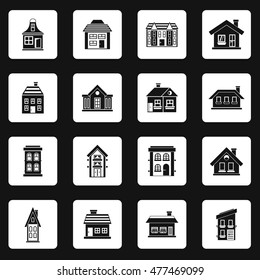 House icons set in simple style. Real estate set collection vector illustration