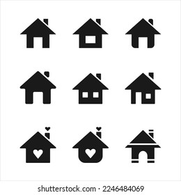 House icons set. House symbol. black icons of houses on white background. Vector illustration.