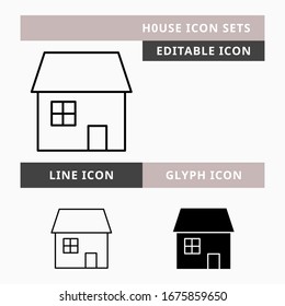 House icons set vector design, modern editable line and  glyph icon, black colour and isolated for icon presentation, website and banner