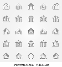 House icons set - vector real estate concept symbols or logo elements in thin line style