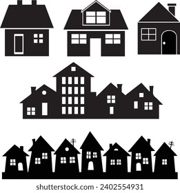 house icons set-house, home, icon, building, architecture, estate, vector, illustration, symbol, construction, real, window, sign, roof, business, des