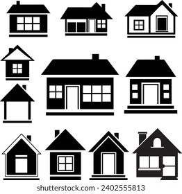 house icons set-house, home, icon, building, architecture, estate, vector, illustration, symbol, construction, real, window, sign, roof, business, des