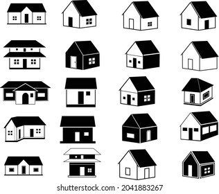 Iconos de casa. Diseño de pegatinas. Ilustración vectorial.