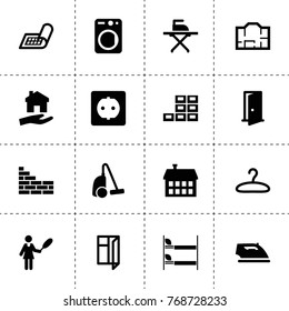 House icons. vector collection filled house icons. includes symbols such as vacuum cleaner, washer, cleaner woman, iron, ironing. use for web, mobile and ui design.