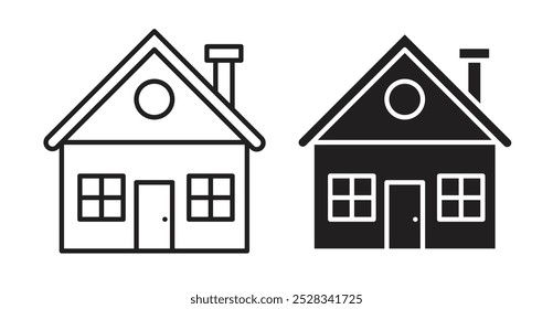 House icons. Vector set in filled and line style.