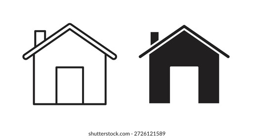 Símbolo de Vector de iconos de casa con trazo editable y versiones planas