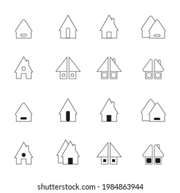 House icons. White background. Vector.