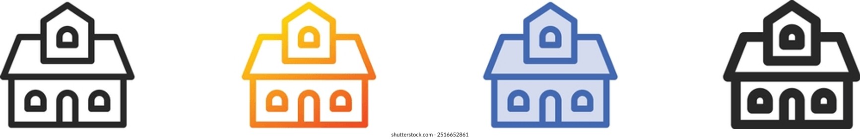 icono de la casa. Diseño lineal delgado, degradado, trazo azul y estilo audaz aislado sobre fondo blanco