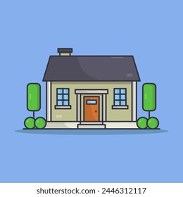 House illustrated in cartoon style