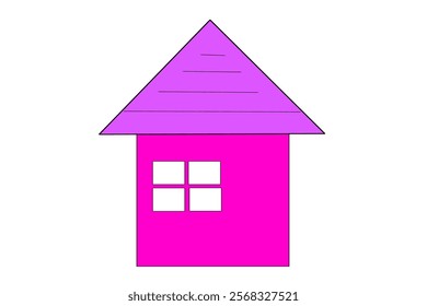 House Illustration in Bright Pink and Purple Shades. vector house icon