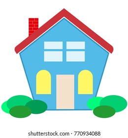 House/ Illustration of a cartoon house in spring or summer season