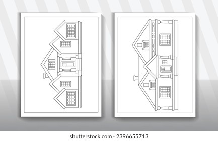 house illustration for coloring page