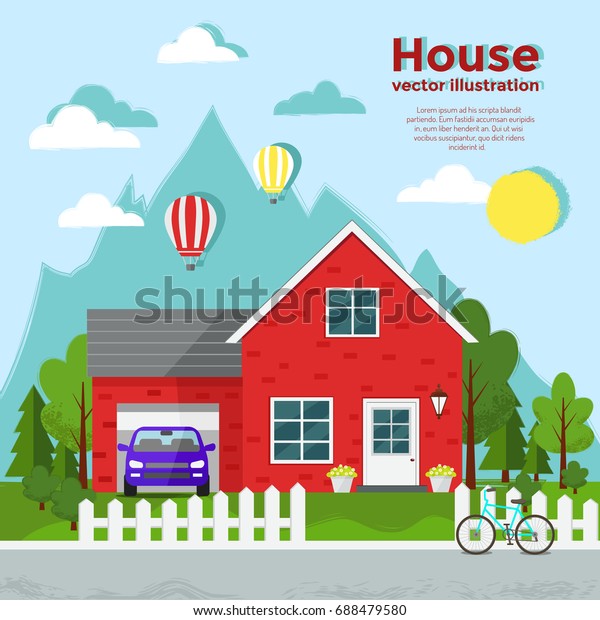 House illustration. Country
house