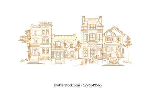 Hausillustration in altmodischem Vintage-Stil