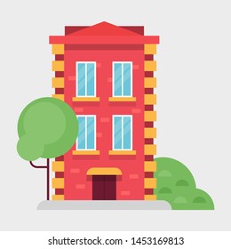 House illustration. House icon. Flat vector design. 