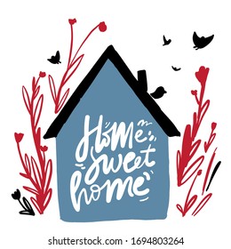 House illustration. Modern illustration for book, flyer, card, website. Home sweet home