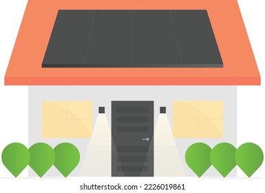 House Illustration With Solar Panels