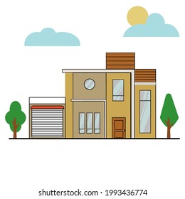 House illustration vector building concept, modern house architecture graphic interior property home concept.