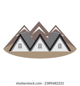 casa, ilustración, vector, naturaleza, logotipo, montaña, signo, edificio, paisaje, gráfico, árbol, símbolo, arquitectura, icono, exterior, viaje, casa, turismo, diseño, verde, silueta, plantilla, vista, para