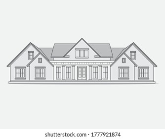 House illustration. Vector. Old American house.