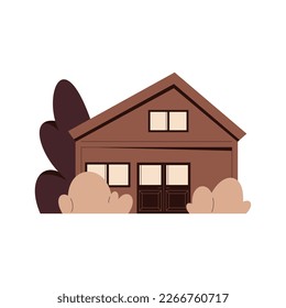 house illustration vector. wooden cabin cottage home.