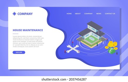 house improvement or maintenance concept for website template or landing homepage with isometric style