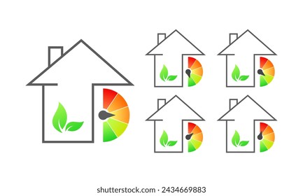 Conjunto de iconos de indicadores de casa. Casa ecológica. Estilo plano. Iconos vectoriales
