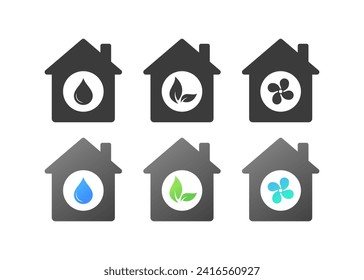 Juego de iconos de indicadores de la casa. Silhouette y estilo plano. Iconos del vector