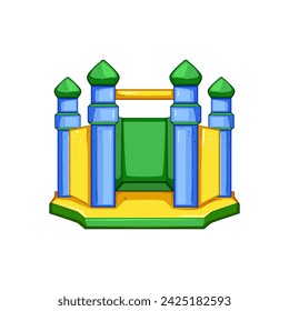 Haus aufblasbare Burg Cartoon. Kind Folie, Bounce Spaß, Spiel Haus aufblasbare Burg Zeichen. isoliertes Symbol Vektor-Illustration