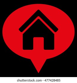 House Info Balloon icon. Vector style is flat iconic symbol, red color, black background.