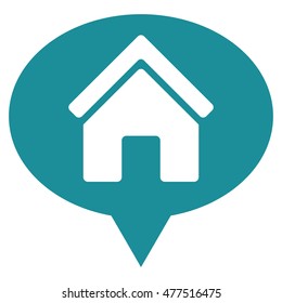 House Info Balloon icon. Vector style is flat iconic symbol, soft blue color, white background.