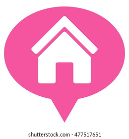House Info Balloon icon. Vector style is flat iconic symbol, pink color, white background.