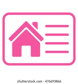 House Info Card icon. Vector style is flat iconic symbol, pink color, white background.