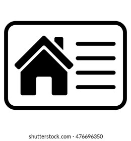 House Info Card icon. Vector style is flat iconic symbol, black color, white background.