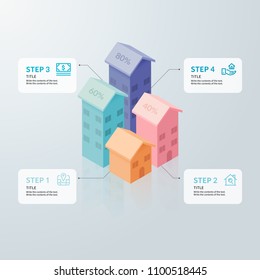 House infographic options template. Vector illustration. Can be used for workflow layout, diagram, number and step options, graph, web design.