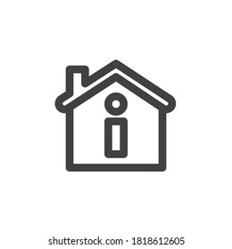 Symbol der Hausinformationslinie. lineares Stilzeichen für mobiles Konzept und Webdesign. Startseite Internet Umriss Vektorsymbol. Startseite Symbol, Logo-Abbildung. Vektorgrafik