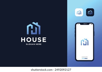 casa con el diseño inicial del logotipo de h para la marca comercial