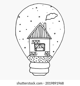 House inside the bulb - concept of ecology