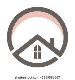 House inside the circle logo free vector