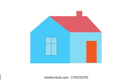 House Inside Nature Landscape With Clouds Illustration of a cartoon country house.