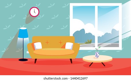 house inside scene with couch and decoration