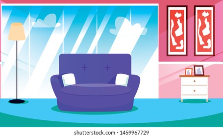 house inside scene with sofa and decoration interiors