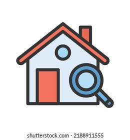 House Inspection Icon Vector Image. Can Also Be Used For Real Estate. Suitable For Mobile Apps, Web Apps And Print Media.