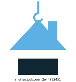 Vetor de ícone de instalação de casa, representando a montagem de sistemas e acessórios. Ideal para integração de eletricidade, encanamento, HVAC e tecnologia doméstica inteligente.